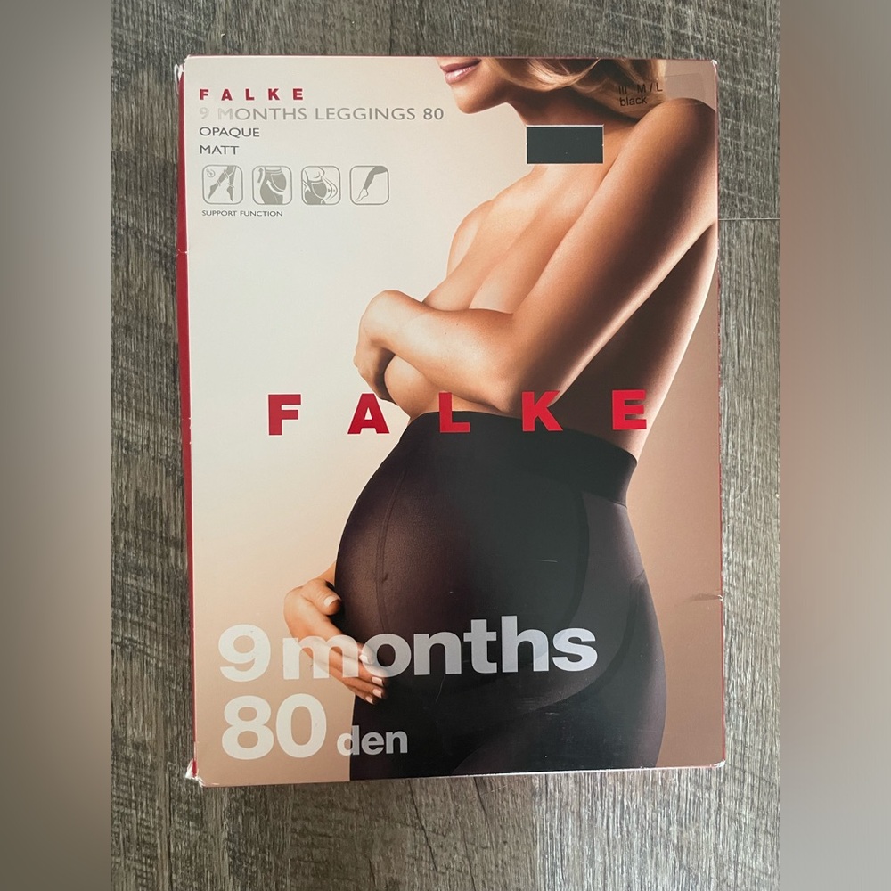 Falke Black Maternity Leggings Size M/L New in Box